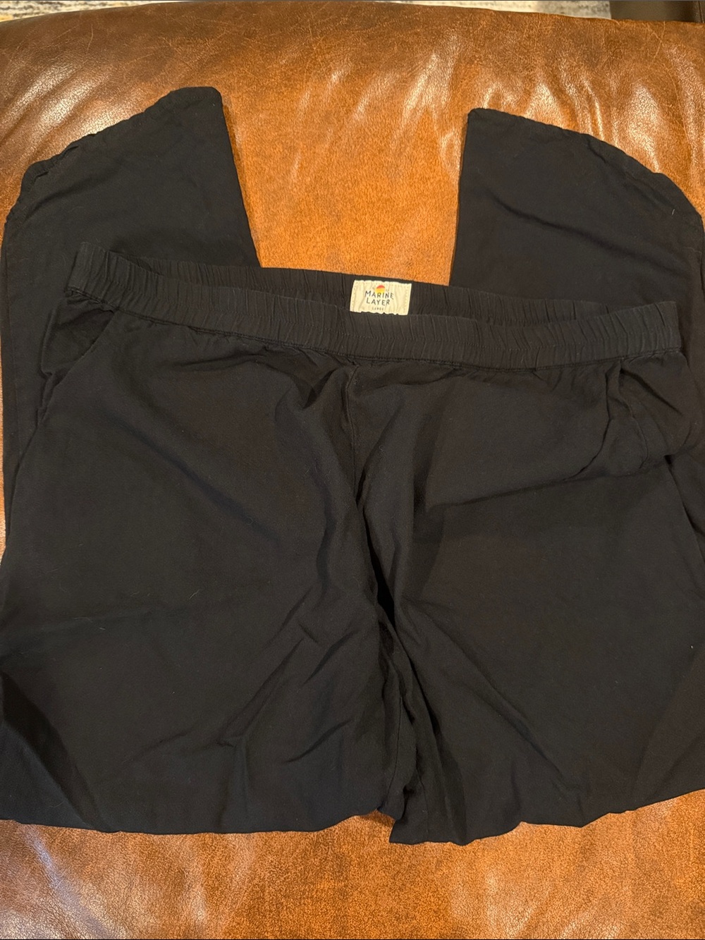 Marine Layer Black Cropped Elastic Waist Pants